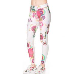 Legginsy: Legginsy w kolorze białym ze wzorem