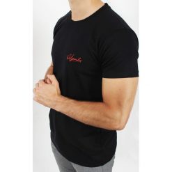 T-shirt Edward Orlovski Czarna Sign. Czarne t-shirty męskie Edward Orlovski, xxl, bez wzorów, z bawełny, eleganckie, z włoskim kołnierzykiem. Za 49,00 zł.