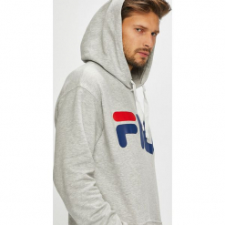 Fila - Bluza. Szare bejsbolówki męskie Fila, l, z nadrukiem, z bawełny, z kapturem. W wyprzedaży za 239,90 zł.