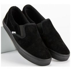 Trampki damskie slip on: Czarne zamszowe slipony ANDY Z czarne