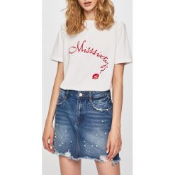 Miss Sixty - Spódnica. Niebieskie spódniczki damskie Miss Sixty, na co dzień, s, z aplikacjami, z bawełny, mini, proste. W wyprzedaży za 299,90 zł.