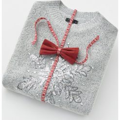 Sweter z cekinowym wzorem - Szary. Szare swetry damskie Reserved, s, bez wzorów, bez rękawów, bez kaptura. Za 79,99 zł.