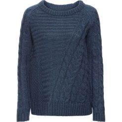 Sweter dzianinowy bonprix głęboki niebieski. Niebieskie swetry klasyczne damskie marki bonprix, z dzianiny. Za 34,99 zł.