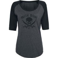 Metal Blade Pirate Logo Koszulka Raglan damska szary/czarny. Szare koszulki damskie marki Metal Blade, l, bez wzorów, bez kołnierzyka. Za 99,90 zł.