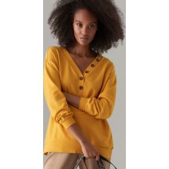 Bluza oversize z guzikami - Żółty. Żółte bluzy damskie Mohito, s, bez wzorów, bez rękawów, bez kaptura. Za 79,99 zł.