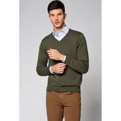 Sweter Zielony Robin. Zielone swetry męskie LANCERTO, na zimę, s, bez wzorów, z bawełny, klasyczne. W wyprzedaży za 149,90 zł.