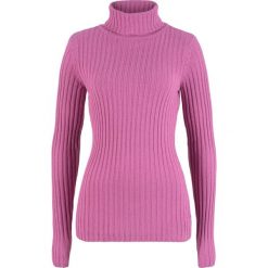 Sweter dzianinowy z golfem, z bawełny z recyclingu bonprix różowy bez. Różowe golfy damskie marki bonprix, z bawełny. Za 54,99 zł.