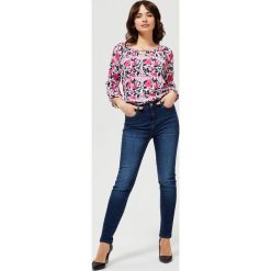 Jeansy typu straight leg. Niebieskie jeansy damskie Moodo, xl, z podwyższonym stanem. Za 99,99 zł.