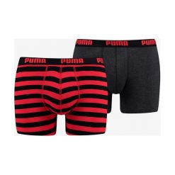 Puma 2-pack Bokserki Czarny Czerwony. Czerwone bokserki męskie Puma, w paski, z elastanu. Za 80,95 zł.