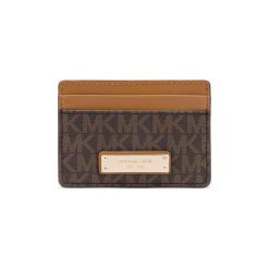 Michael Kors Jet Set Etui na karty Brązowy. Pomarańczowe portfele damskie Michael Kors, bez wzorów, z materiału. Za 219,95 zł.