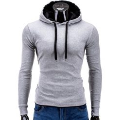 BLUZA MĘSKA Z KAPTUREM CAMILO - SZARA. Szare bluzy męskie rozpinane marki Ombre Clothing, m, z bawełny, z kapturem. Za 49,00 zł.
