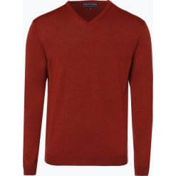 Finshley & Harding - Sweter męski z dodatkiem wełny merino, pomarańczowy. Brązowe swetry klasyczne męskie marki Finshley & Harding, l, z dzianiny, eleganckie. Za 59,95 zł.