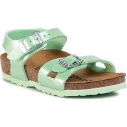 Sandały BIRKENSTOCK - Rio Kids 1015565 Electric Metallic Mineral. Zielone sandały dziewczęce Birkenstock, ze skóry ekologicznej, bez zapięcia. Za 189,00 zł.