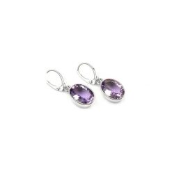 Earrings Ametyst Szlif Owalne srebro. Fioletowe kolczyki damskie Brazi druse jewelry, z ametystem, srebrne, z angielskim zapięciem. Za 600,00 zł.
