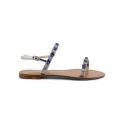 Versace Jeans Sandały VRBS52. Sandały damskie Versace Jeans, bez wzorów, z jeansu, bez obcasa, bez zapięcia. Za 334,00 zł.