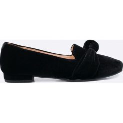 Trussardi Jeans - Mokasyny. Czarne półbuty damskie Trussardi Jeans, z jeansu, na obcasie. W wyprzedaży za 219,90 zł.