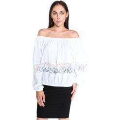 Guess Viola Bluzka Biały. Białe bluzki damskie Guess, xs, w koronkowe wzory, z wiskozy, bez kołnierzyka, bez rękawów. Za 361,95 zł.