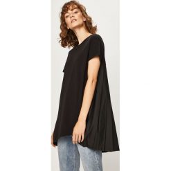 Answear - T-shirt. Czarne bluzki damskie ANSWEAR, s, bez wzorów, z elastanu, z okrągłym kołnierzem, z krótkim rękawem. W wyprzedaży za 49,90 zł.