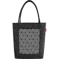 Torebki klasyczne damskie: Torebka „Swing” w kolorze antracytowym ze wzorem – (W)35 x (G)10 cm