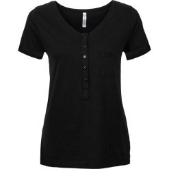 T-shirty damskie: T-shirt z plisą guzikową bonprix czarny