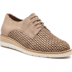 Oxfordy TAMARIS - 1-23202-22 Mud 374. Brązowe jazzówki damskie Tamaris, ze skóry, na płaskiej podeszwie. Za 269,90 zł.