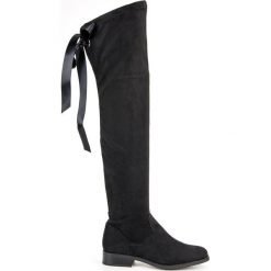 Seastar czarne Stylowe Muszkieterki. Czarne kozaki damskie SEASTAR, na zimę, z zamszu, eleganckie, na wysokim obcasie, na obcasie, na sznurówki. W wyprzedaży za 159,00 zł.