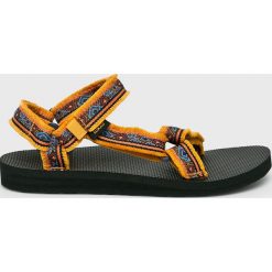 Teva - Sandały. Czarne klapki damskie Teva, bez wzorów, z materiału, bez obcasa, na płaskiej podeszwie. W wyprzedaży za 139,90 zł.
