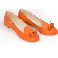 Balerinki w szpic - skóra naturalna - model 045 - kolor pomarańczowy. Pomarańczowe baleriny damskie Zapato, bez wzorów, z jeansu, klasyczne, bez obcasa, na obcasie. Za 299,00 zł.