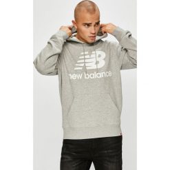 New Balance - Bluza. Szare bluzy męskie xl, z nadrukiem, z bawełny, z kapturem. W wyprzedaży za 199,90 zł.