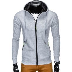Bluzy męskie: BLUZA MĘSKA ROZPINANA Z KAPTUREM B796 - SZARA