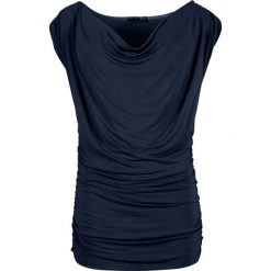 Top bonprix ciemnoniebieski. Niebieskie bluzki damskie bonprix, bez wzorów, bez kołnierzyka. Za 54,99 zł.