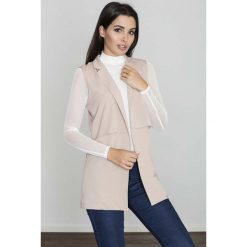 Beżowa Warstwowa Kamizelka bez Zapięcia o Przedłużonym Kroju. Brązowe podkoszulki damskie marki Molly.pl, s, bez wzorów, z tkaniny, eleganckie, krótkie, bez kaptura. Za 138,90 zł.