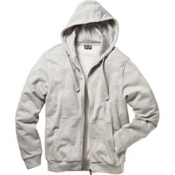 Bluza rozpinana z kapturem bonprix jasnoszary melanż. Szare bluzy męskie bonprix, s, bez wzorów, z dzianiny, z kapturem, bez rękawów, z kapturem. Za 74,99 zł.