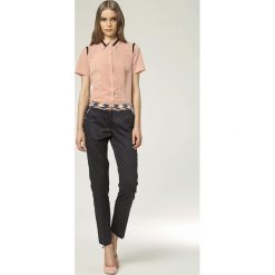 Eleganckie Spodnie z Kontrastową Lamówką - Granatowy. Niebieskie spodnie damskie marki Molly.pl, s, z elastanu. Za 125,90 zł.