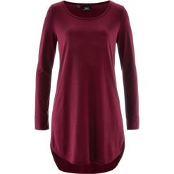 Długi shirt, długi rękaw bonprix czerwony klonowy. Czerwone koszulki damskie marki bonprix, bez wzorów, bez kołnierzyka, z długim rękawem. Za 44,99 zł.
