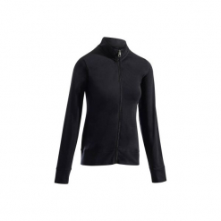 Bluza na zamek z kapturem Gym & Pilates 100 damska. Czarne bluzy rozpinane damskie marki DOMYOS, xl, z bawełny, z kapturem. Za 54,99 zł.