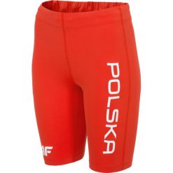 Spodenki treningowe damskie PZLA SKDD991 - czerwony. Czerwone szorty damskie marki 4f, z napisami, z materiału. Za 179,99 zł.