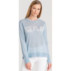 SWETER ICE PLAY. Niebieskie swetry damskie Ice Play, s, bez wzorów, z tkaniny, bez rękawów, bez kaptura. Za 385,00 zł.