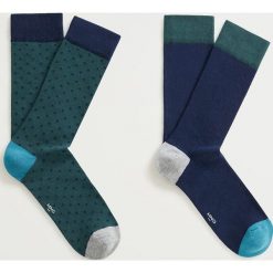 Mango Man - Skarpety PUNTO2 (2-pack). Zielone skarpetki męskie Mango Man, bez wzorów, z elastanu. Za 49,90 zł.