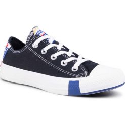 Trampki CONVERSE - Ctas Ox Black/Rush Blue/Un. Czarne półbuty damskie Converse, bez wzorów, z gumy, bez zapięcia. W wyprzedaży za 239,00 zł.
