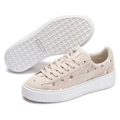 Puma tenisówki dziewczęce Suede Platform Dots Jr Silver Gray-Puma Silver 36. Szare trampki dziewczęce Puma, bez wzorów, bez zapięcia. Za 350,00 zł.