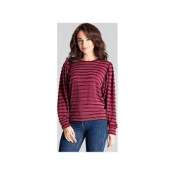 Bluzka L069 Bordo. Czerwone bluzki damskie Lenitif, xl, w paski, z dzianiny, bez kołnierzyka, z długim rękawem. Za 159,00 zł.