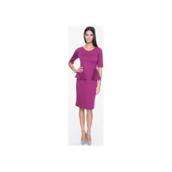 Mosali -Elegancka Sukienka z Patkami M027. Fioletowe sukienki balowe marki Mosali, m, z falbankami, z krótkim rękawem, mini, baskinki. Za 139,00 zł.