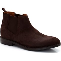 Buty zimowe męskie: Botki z dwoiny skórzanej cielęcej
