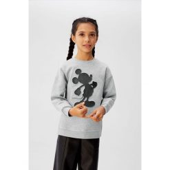 Mango Kids - Bluza dziecięca Grey 122 cm. Szare bluzy dziewczęce Mango Kids, z aplikacjami, z bawełny, bez rękawów, bez kaptura. W wyprzedaży za 71,90 zł.