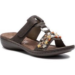 Klapki RIEKER 608M7-45. Klapki damskie Rieker, bez wzorów, bez obcasa. Za 199,99 zł.