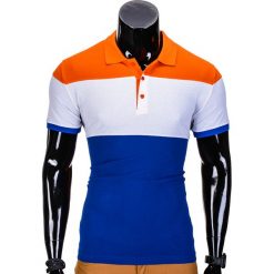 KOSZULKA MĘSKA POLO BEZ NADRUKU S833 - POMARAŃCZOWA. Pomarańczowe koszulki polo męskie marki Ombre Clothing, s, z nadrukiem. Za 39,00 zł.