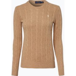 Polo Ralph Lauren - Sweter damski z mieszanki wełny merino i kaszmiru, beżowy. Brązowe swetry klasyczne damskie marki Polo Ralph Lauren, l, z kaszmiru, z klasycznym kołnierzykiem. Za 659,95 zł.