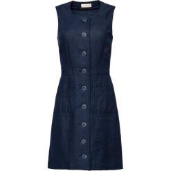 Sukienka letnia Tory Burch 53819. Niebieskie sukienki damskie Tory Burch, na lato, bez wzorów, ze lnu, bez kołnierzyka, bez rękawów. W wyprzedaży za 769,00 zł.