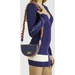 TOREBKA Elisabetta Franchi. Niebieskie torebki worki damskie Elisabetta Franchi, w paski, ze skóry ekologicznej, na ramię, z tłoczeniem, z aplikacjami. Za 1179,00 zł.